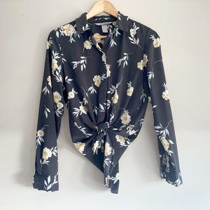 Muted Charcoal Floral Button-Down Shirt